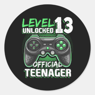 Level 13 Unlocked Official Teenager Video Game 13t Classic Round Sticker