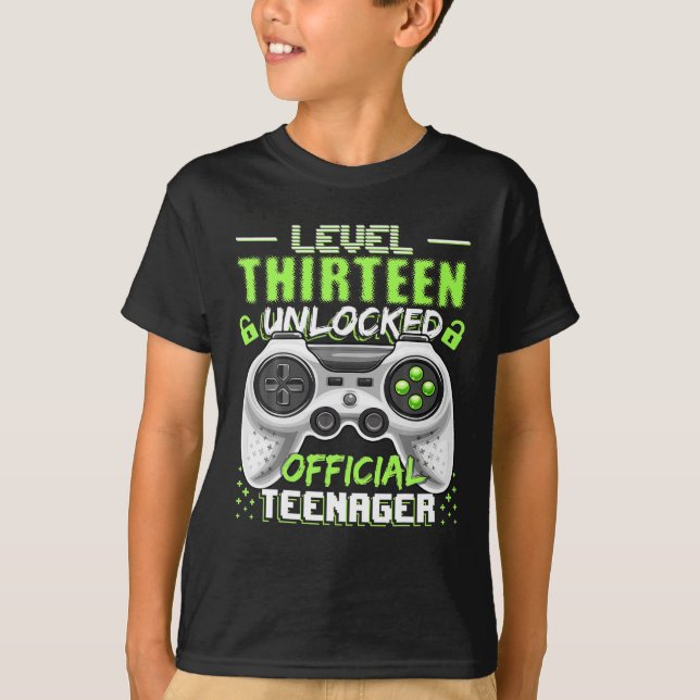 Level 13 Unlocked Official Teenager Video Game T-Shirt (Front)