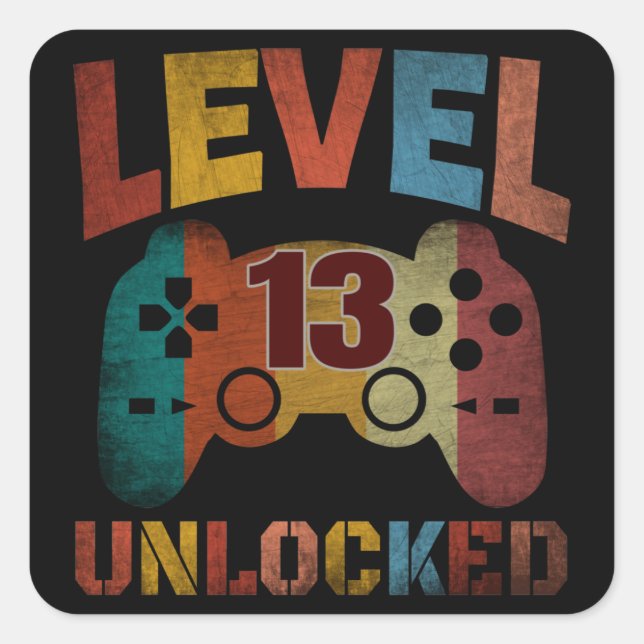 LEVEL 13 UNLOCKED SQUARE STICKER (Front)