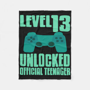 Level 13 Unlocked Teenager Gamer Birthday Fun Fleece Blanket