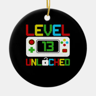 Level 13 Unlocked Video Game 10th Birthday Gift Ceramic Ornament