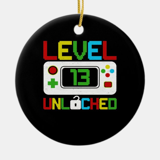 Level 13 Unlocked Video Game 10th Birthday Gift Ceramic Ornament (Front)