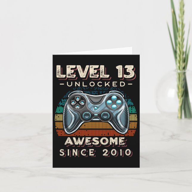 Level 13 Unlocked Video Game 13th Birthday 13 Yr O Card (Front)
