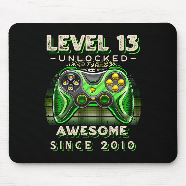 Level 13 Unlocked Video Game 13th Birthday 13 Yr O Mouse Pad (Front)