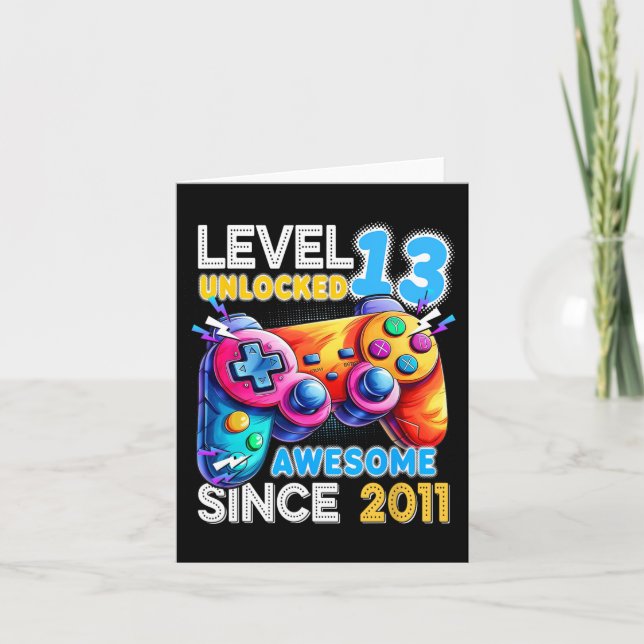 Level 13 Unlocked Video Game 13th Birthday  Card (Front)