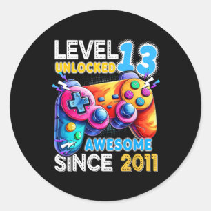 Level 13 Unlocked Video Game 13th Birthday Classic Round Sticker