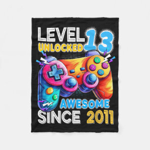 Level 13 Unlocked Video Game 13th Birthday Fleece Blanket