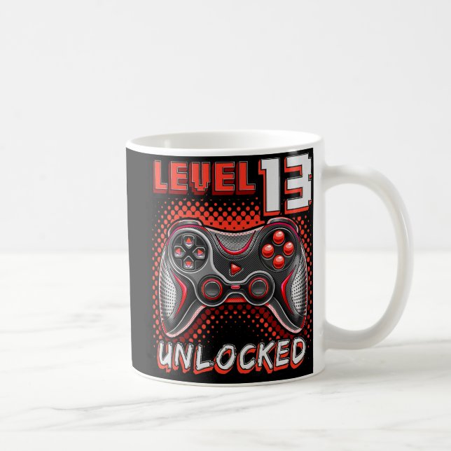 Level 13 Unlocked Video Game 13th Birthday Gamer B Coffee Mug (Right)
