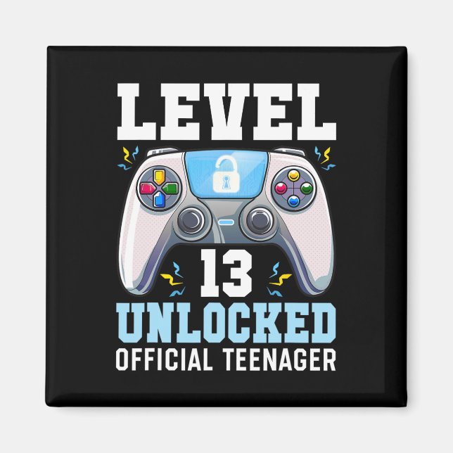 Level 13 Unlocked Video Game 13th Birthday Gamer B Magnet (Front)