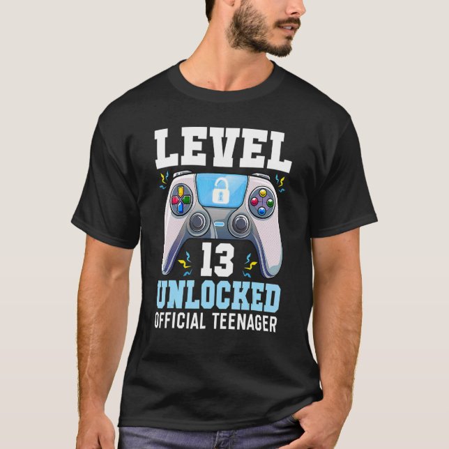 Level 13 Unlocked Video Game 13th Birthday Gamer B T-Shirt (Front)