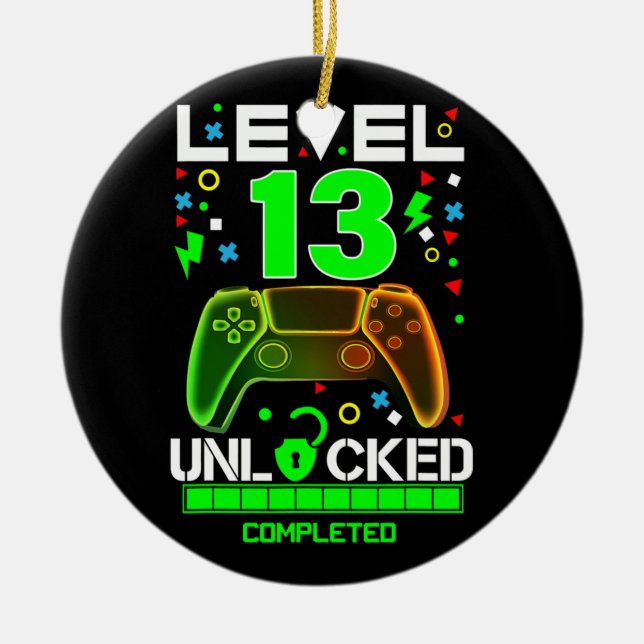 Level 13 Unlocked Video Game 13th Birthday Gamer Ceramic Ornament (Front)