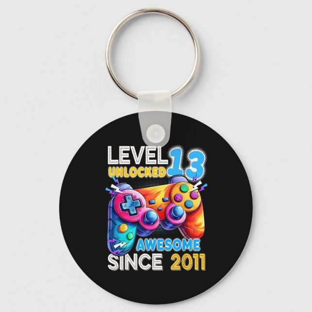 Level 13 Unlocked Video Game 13th Birthday  Key Ring (Front)