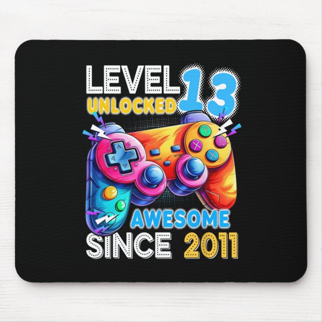 Level 13 Unlocked Video Game 13th Birthday  Mouse Pad (Front)