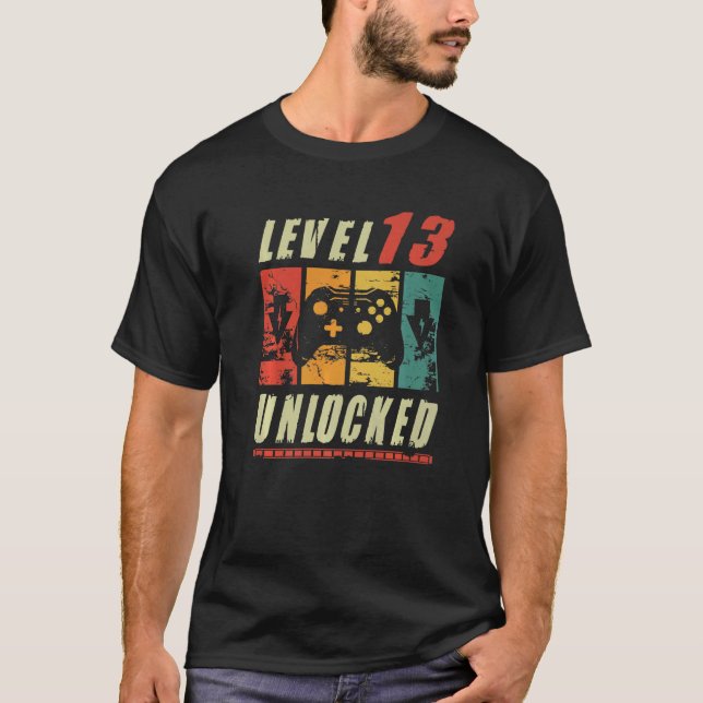 Level 13 Unlocked Video Gamer Turning 13th Birthda T-Shirt (Front)