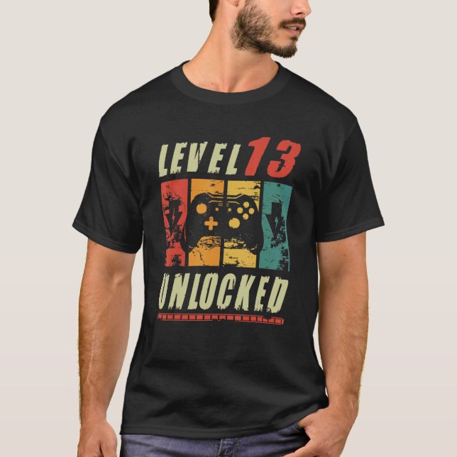 Level 13 Unlocked Video Gamer Turning 13th Birthda T-Shirt (Front)