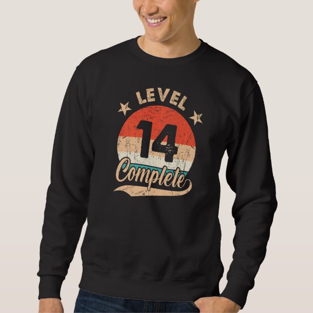 Level 14 Complete Retro 14th Wedding Aniversary Fo Sweatshirt (Front)