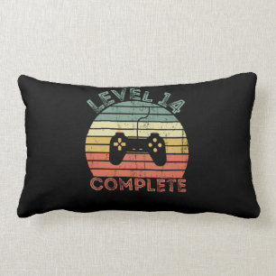 Level 14 complete retro vintage 14th birthday lumbar cushion