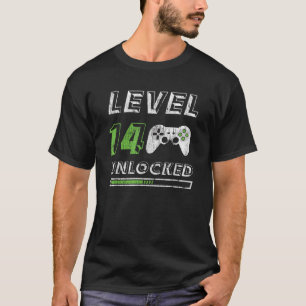 Level 14 Unlocked 14 Year Old Gamer Funny Birthday T-Shirt