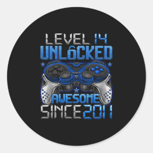 Level 14 Unlocked 14 Year Old Gifts Boys 14th Birt Classic Round Sticker