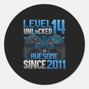 Level 14 Unlocked 14 Year Old Gifts Boys 14th Birt Classic Round Sticker