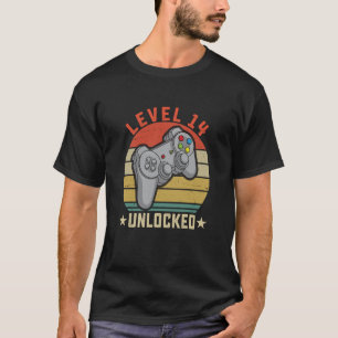 Level 14 Unlocked 14th Birthday Gamer 14 Year Old T-Shirt