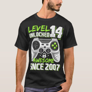 Level 14 Unlocked Awesome 2007 Video Game 14th Bir T-Shirt