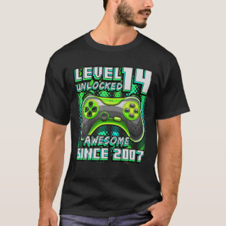 Level 14 Unlocked Awesome 2007 Video Game 14Th Bir T-Shirt