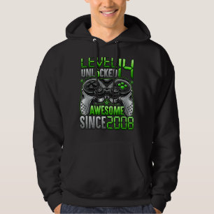 Level 14 Unlocked Awesome Since 2008 14th Birthday Hoodie