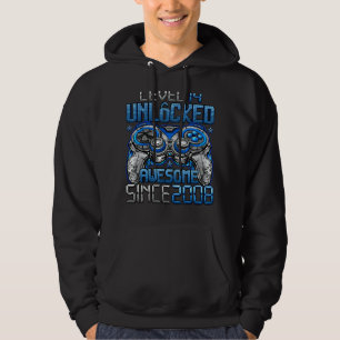 Level 14 Unlocked Awesome Since 2008 14th Birthday Hoodie