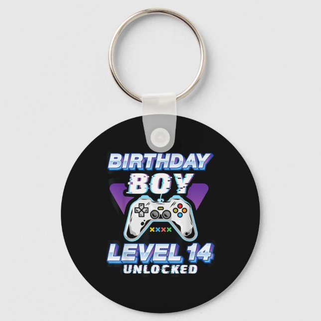 Level 14 Unlocked Awesome Video Games 14th Key Ring (Front)