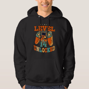 Level 14 Unlocked Birthday  Boys Gamer 14th Birthd Hoodie
