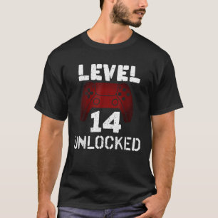 Level 14 Unlocked Funny Video Gamer 14th Birthday T-Shirt