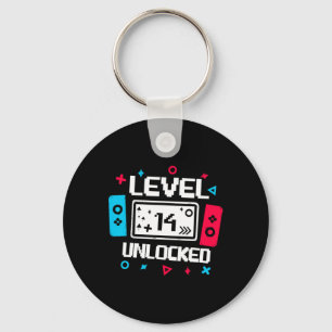 Level 14 Unlocked Gamer 14th Birthday Gift Video G Key Ring