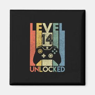 Level 14 Unlocked Shirt Funny Video Gamer 14th Bir Magnet
