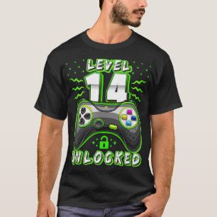 Level 14 Unlocked Video Game 14th Birthday Gamer B T-Shirt