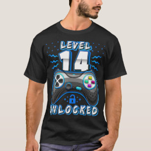 Level 14 Unlocked Video Game 14th Birthday Gamer B T-Shirt