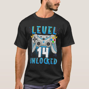 Level 14 Unlocked Video Game 14th Birthday Gamer B T-Shirt