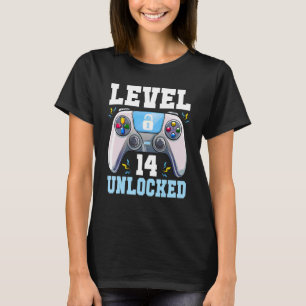 Level 14 Unlocked Video Game 14th Birthday Gamer B T-Shirt