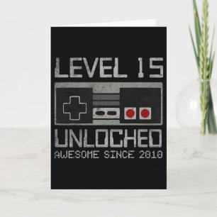 Level 15 Unlocked 15th Birthday 15 Year Old Video Card