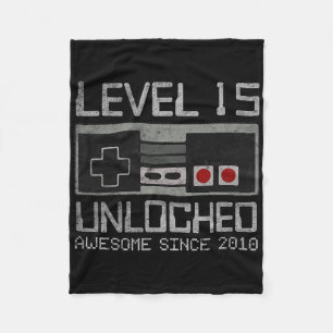 Level 15 Unlocked 15th Birthday 15 Year Old Video Fleece Blanket