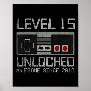 Level 15 Unlocked 15th Birthday 15 Year Old Video Poster