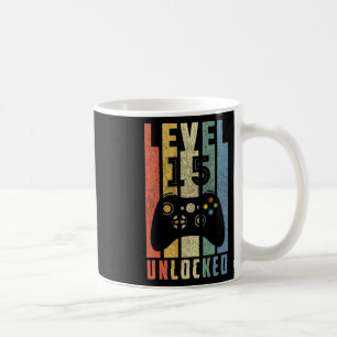 Level 15 Unlocked 15th Video Gamer Birthday Boy Gi Coffee Mug