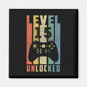 Level 15 Unlocked 15th Video Gamer Birthday Boy Gi Magnet