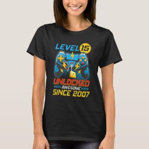 Level 15 Unlocked Awesome 2007 15th Birthday Boy V T-Shirt