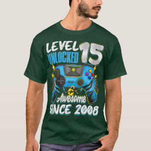 Level 15 Unlocked Awesome 2008 15th Birthday Boy V T-Shirt