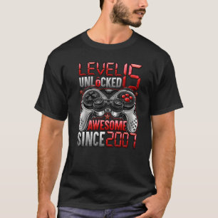 Level 15 Unlocked Awesome Since 2007 15th Birthday T-Shirt