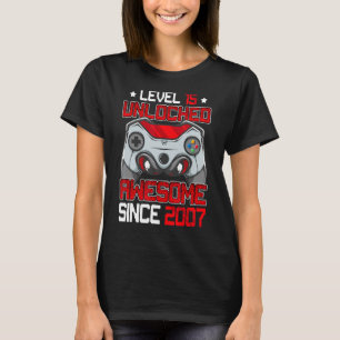 Level 15 Unlocked Awesome Since 2007 Video Game 15 T-Shirt