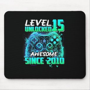 Level 15 Unlocked Awesome Since 2010 15th Birthday Mouse Pad