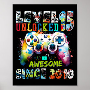 Level 15 Unlocked Awesome Since 2010 15th Birthday Poster