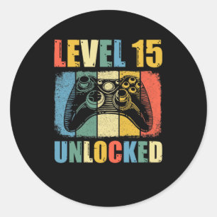 Level 15 unlocked classic round sticker